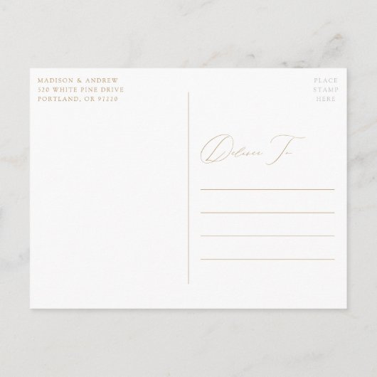 Moderne, elegante Hochzeit Einladungspostkarte (Rückseite)