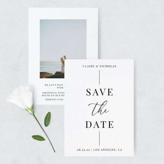 Moderne Elegante Hochzeit feinen Text & Foto Save The Date