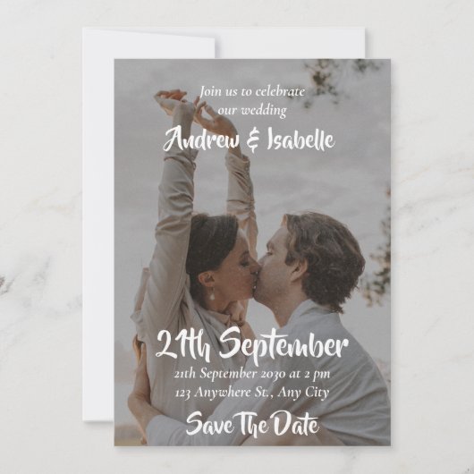 Moderne Elegante Hochzeit für einen Urlaub Save The Date (Vorderseite)
