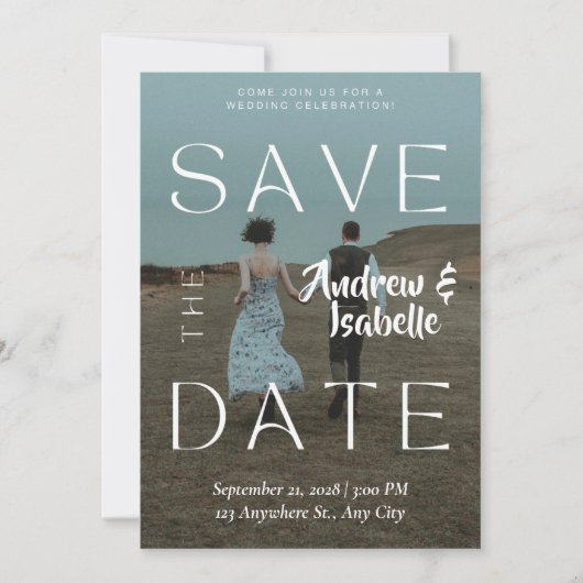 Moderne Elegante Hochzeit für einen Urlaub Save The Date (Vorderseite)
