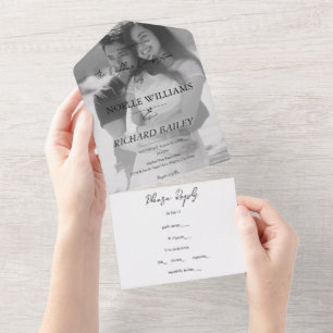 Moderne, elegante Hochzeit für Foto All In One Einladung