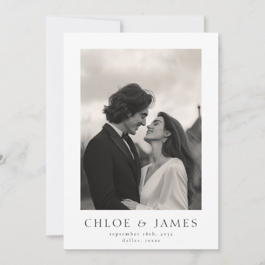 Moderne, elegante Hochzeit für Foto Dankeskarte (Vorderseite)