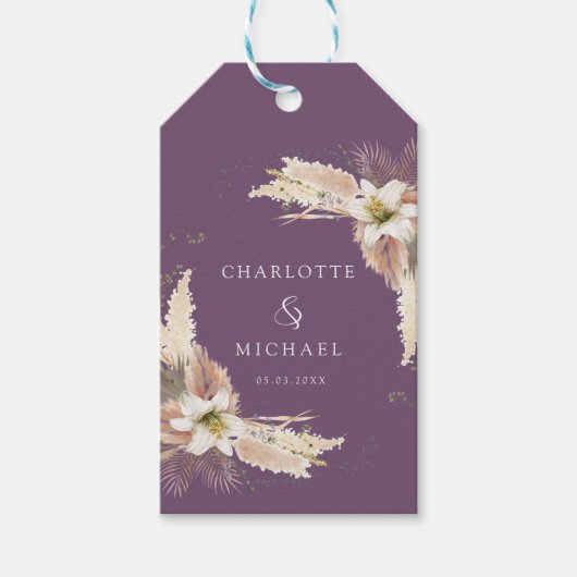 Moderne, elegante Hochzeit  Geschenkanhänger (Vorderseite)