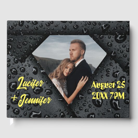 Moderne elegante Hochzeit Golden Diamant Gästebuch (Vorderseite)