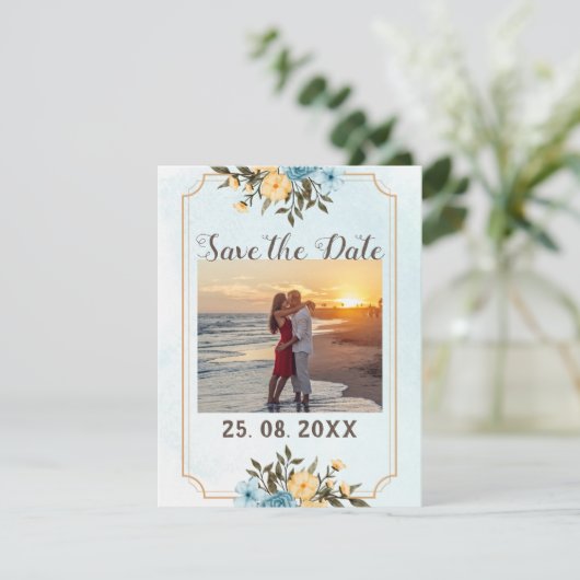 Moderne elegante Hochzeit im Foto Save The Date (Stehend Vorderseite)