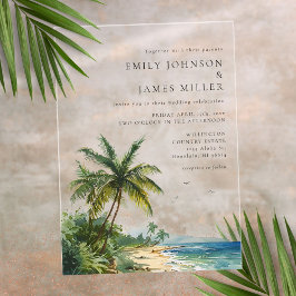 Moderne elegante Hochzeit im tropischen Wasser Acryleinladungen