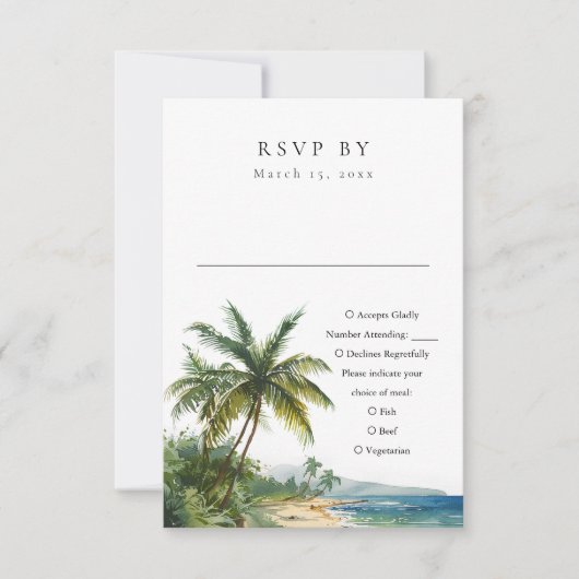Moderne elegante Hochzeit im tropischen Wasser RSVP Karte (Vorderseite)