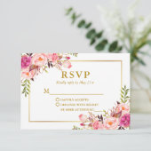 Moderne elegante Hochzeit im Wasser Rosa RSVP Karte (Stehend Vorderseite)