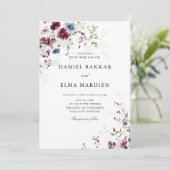 Moderne elegante Hochzeit in Burgund Einladung (Stehend Vorderseite)