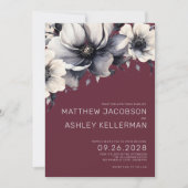 Moderne elegante Hochzeit in Burgund Einladung (Vorderseite)