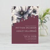 Moderne elegante Hochzeit in Burgund Einladung (Stehend Vorderseite)