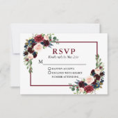 Moderne elegante Hochzeit in Burgund RSVP Karte (Vorderseite)