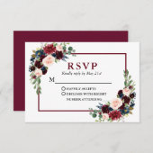 Moderne elegante Hochzeit in Burgund RSVP Karte (Vorne/Hinten)