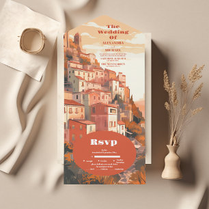 Moderne elegante Hochzeit in Italien All In One Einladung