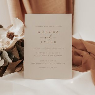 Moderne elegante Hochzeit in Tan  Einladung