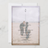 Moderne, elegante Hochzeit mit 2 Fotos Einladung (Vorderseite)