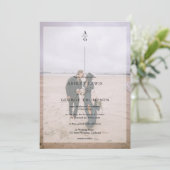 Moderne, elegante Hochzeit mit 2 Fotos Einladung (Stehend Vorderseite)