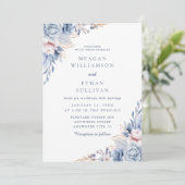 Moderne elegante Hochzeit mit Blauen Wasserfarben Einladung (Stehend Vorderseite)