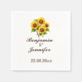 Moderne elegante Hochzeit mit Boho Sonnenblumen Serviette