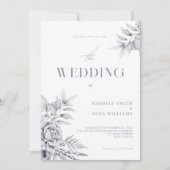 Moderne, elegante Hochzeit mit Flora Einladung (Vorderseite)