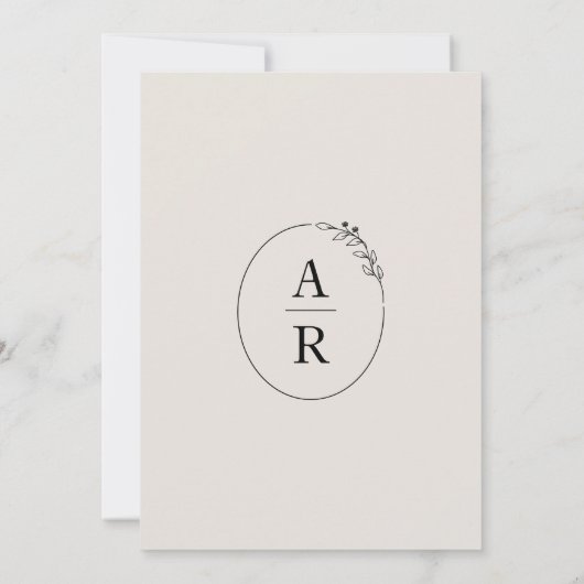 Moderne elegante Hochzeit mit Flora Einladung (Rückseite)