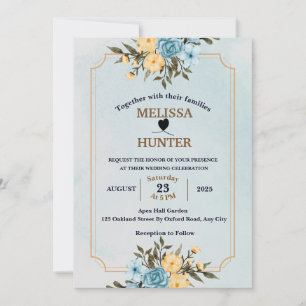 Moderne elegante Hochzeit mit Flora und Fauna Einladung