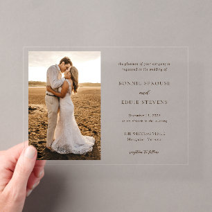Moderne elegante Hochzeit mit Foto Acryleinladungen