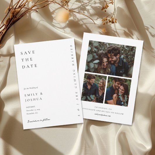 Moderne, elegante Hochzeit mit Foto Save The Date