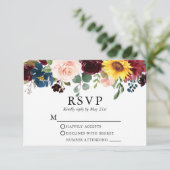 Moderne, elegante Hochzeit mit gemischten Blumen RSVP Karte (Stehend Vorderseite)