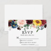 Moderne, elegante Hochzeit mit gemischten Blumen RSVP Karte (Vorne/Hinten)