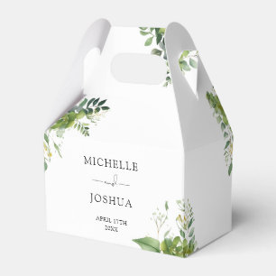 Moderne elegante Hochzeit mit Grünfloristik Geschenkschachtel