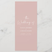 Moderne, elegante Hochzeit mit rosa Rosa Menükarte (Rückseite)