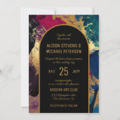 Moderne, elegante Hochzeit mit schwarzem Foto Einladung (Vorderseite)