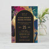 Moderne, elegante Hochzeit mit schwarzem Foto Einladung (Stehend Vorderseite)