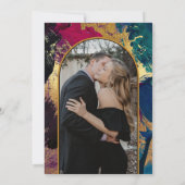 Moderne, elegante Hochzeit mit schwarzem Foto Einladung (Rückseite)