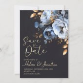 Moderne, elegante Hochzeit mit Wasser in Blau und Save The Date (Vorderseite)