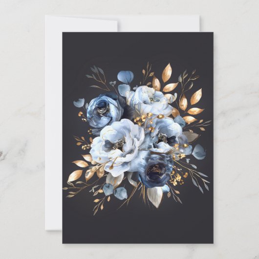 Moderne, elegante Hochzeit mit Wasser in Blau und Save The Date (Rückseite)