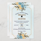 Moderne elegante Hochzeit mit weißer Flora Einladung (Vorne/Hinten)