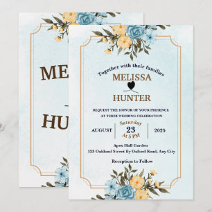 Moderne elegante Hochzeit mit weißer Flora Einladung