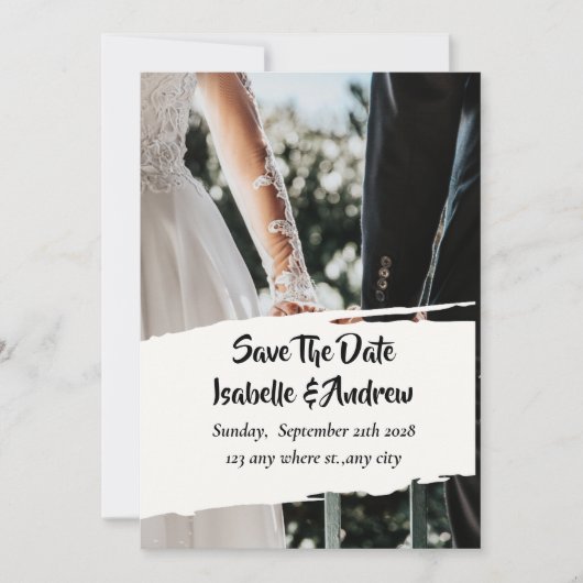 Moderne, elegante Hochzeit rettet die Termine Save The Date (Vorderseite)