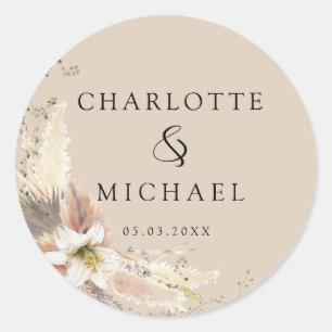 Moderne, elegante Hochzeit Runder Aufkleber