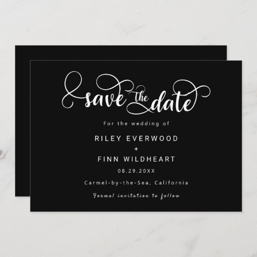 Moderne Elegante Hochzeit Save the Date (Vorne/Hinten)