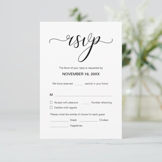 Moderne Elegante Hochzeit UAWG, Respond Begleitkarte (Stehend Vorderseite)