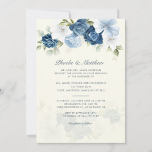 Moderne elegante Hochzeit von Blauer Flora Einladung