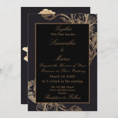 Moderne, elegante Hochzeit von Metal-Floral-Imitat Einladung (Vorne/Hinten)