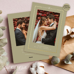 Moderne Elegante Hochzeitsankündigung mit Foto und Folieneinladung