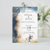 Moderne elegante Hochzeitseinladung | Luxus Gold F Einladung (Stehend Vorderseite)