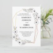 Moderne elegante Hochzeitseinladung mit Blume Einladung (Stehend Vorderseite)