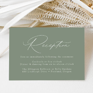 Moderne elegante Hochzeitsempfang in Salbeigrün Begleitkarte