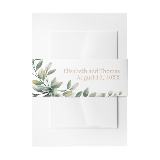 Moderne, elegante Hochzeitseukalyptus-Blätter Einladungsbanderole (Vorderseite Beispiel)